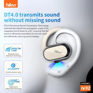 hileo Hi92 Draadloze Open-Ear Oordopjes Zwart