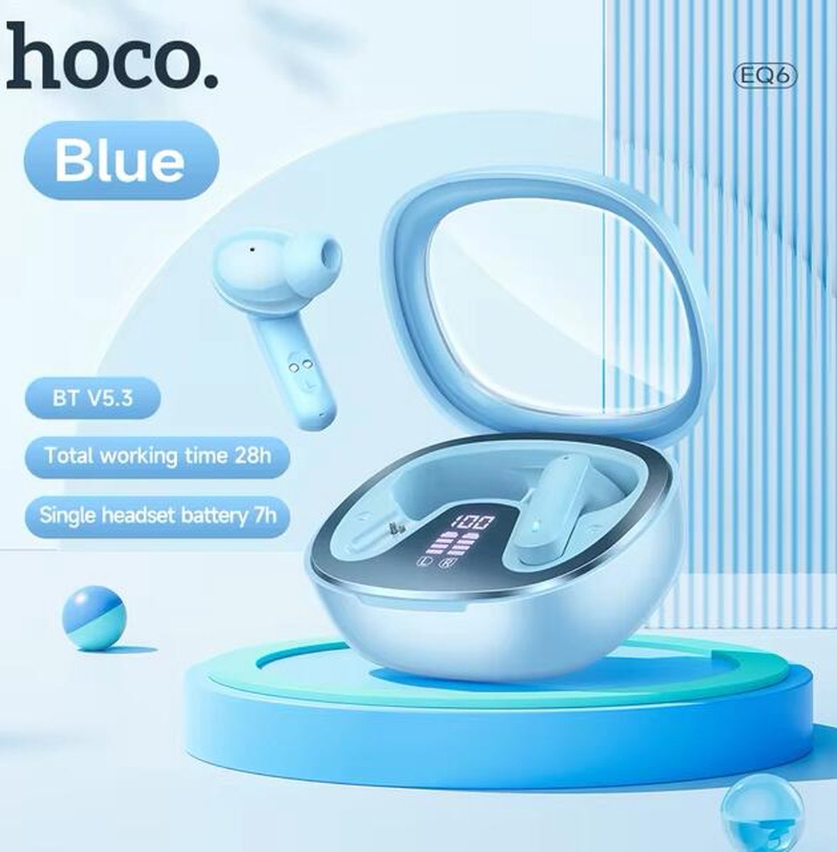 Hoco EQ6 Bluetooth 5.3 Draadloze Oortjes Blauw