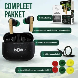 House of Marley Little Bird Draadloze Oordopjes Zwart