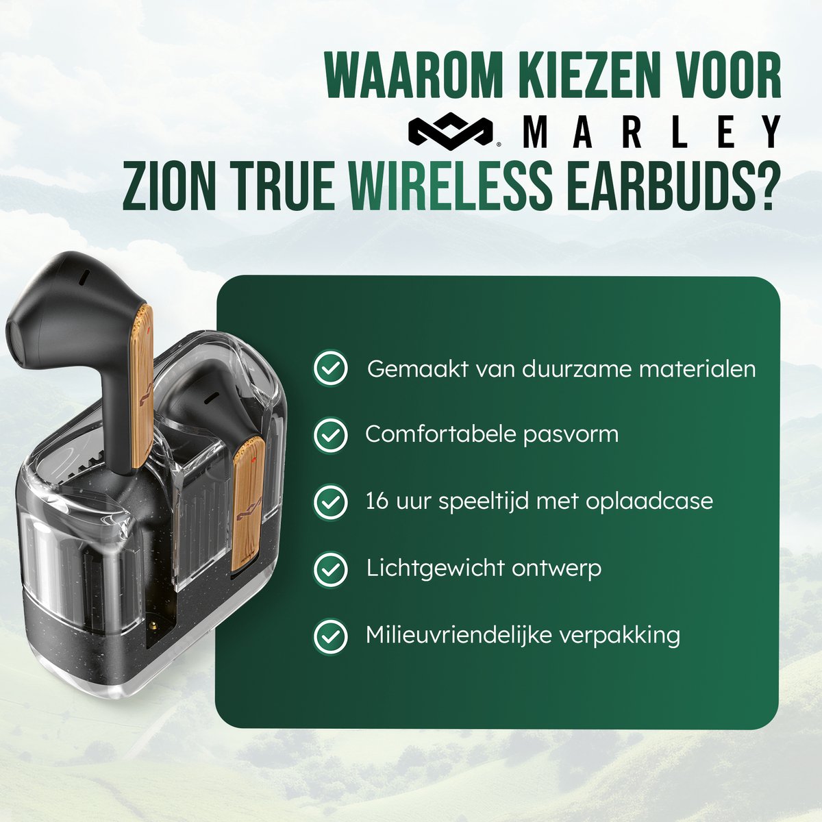 House of Marley Zion Draadloze Bluetooth Oordopjes Zwart