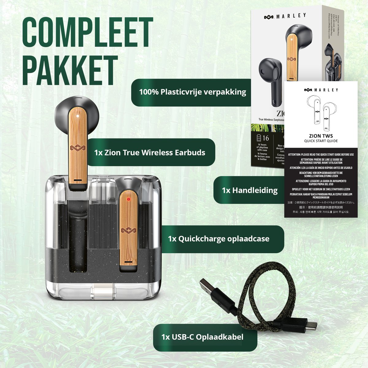 House of Marley Zion Draadloze Bluetooth Oordopjes Zwart