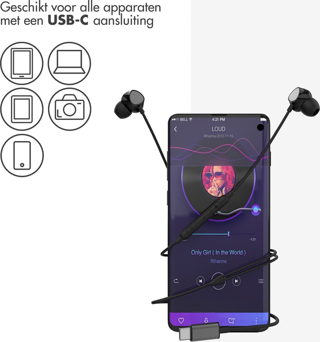 imoshion USB-C Bedrade In-Ear Oordopjes Zwart