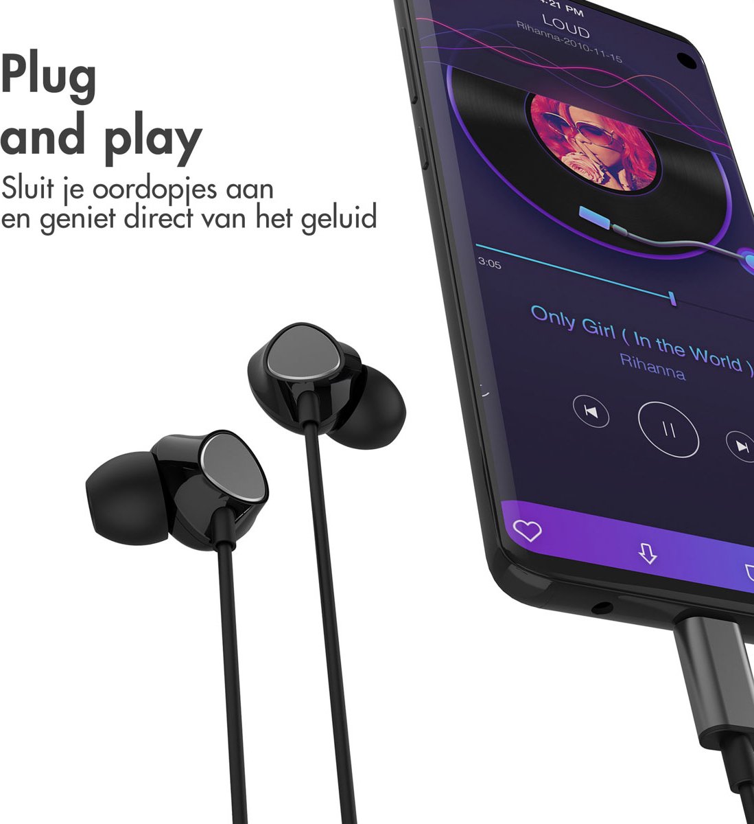 imoshion USB-C Bedrade In-Ear Oordopjes Zwart