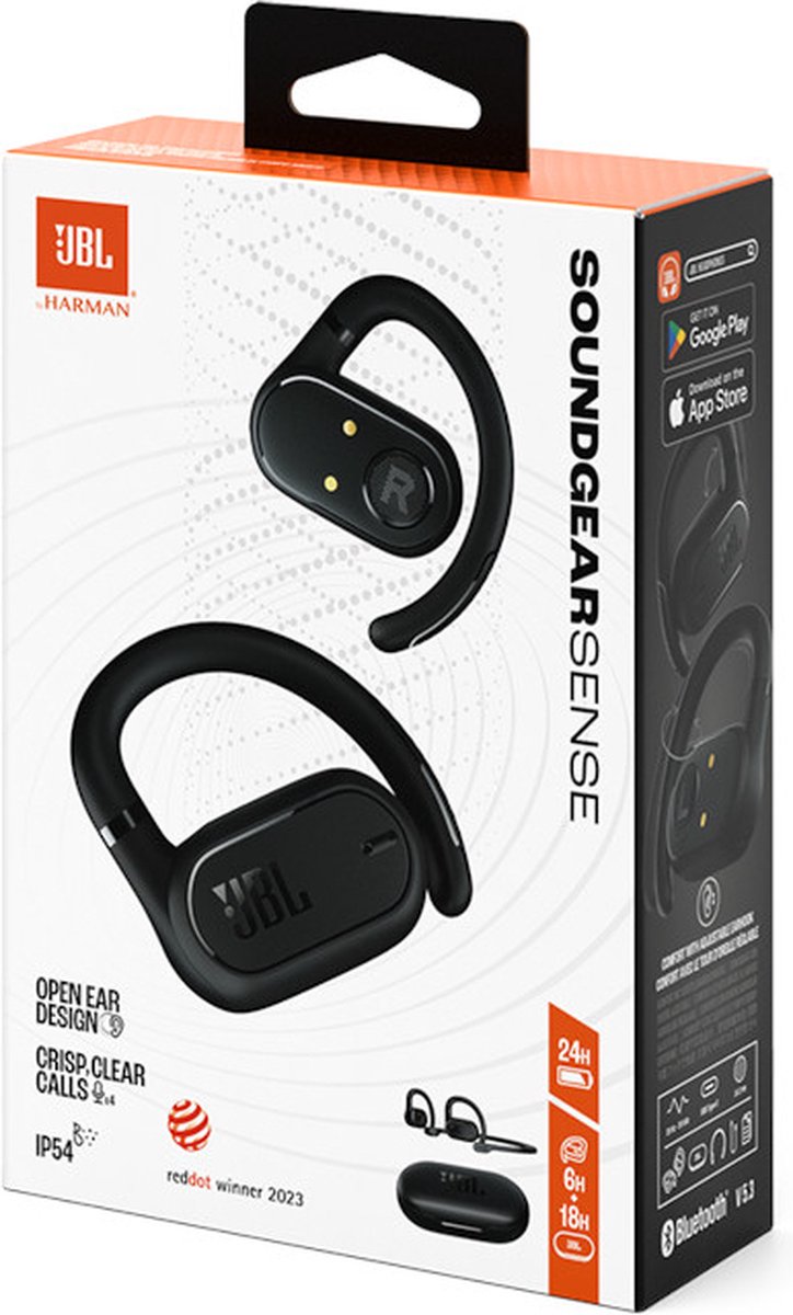 JBL Soundgear Sense draadloze open-ear oordopjes zwart