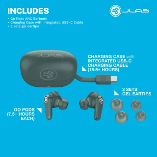 JLAB Go Pods ANC Draadloze Oordopjes Groen