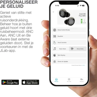 JLAB Go POP ANC Draadloze Oordopjes Clear Neon Green