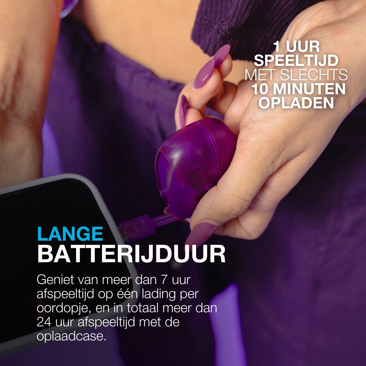 Wat vinden we goed aan de JLAB Go POP ANC Draadloze Oordopjes Clear Purple