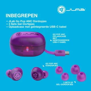 JLAB Go POP ANC Draadloze Oordopjes Clear Purple