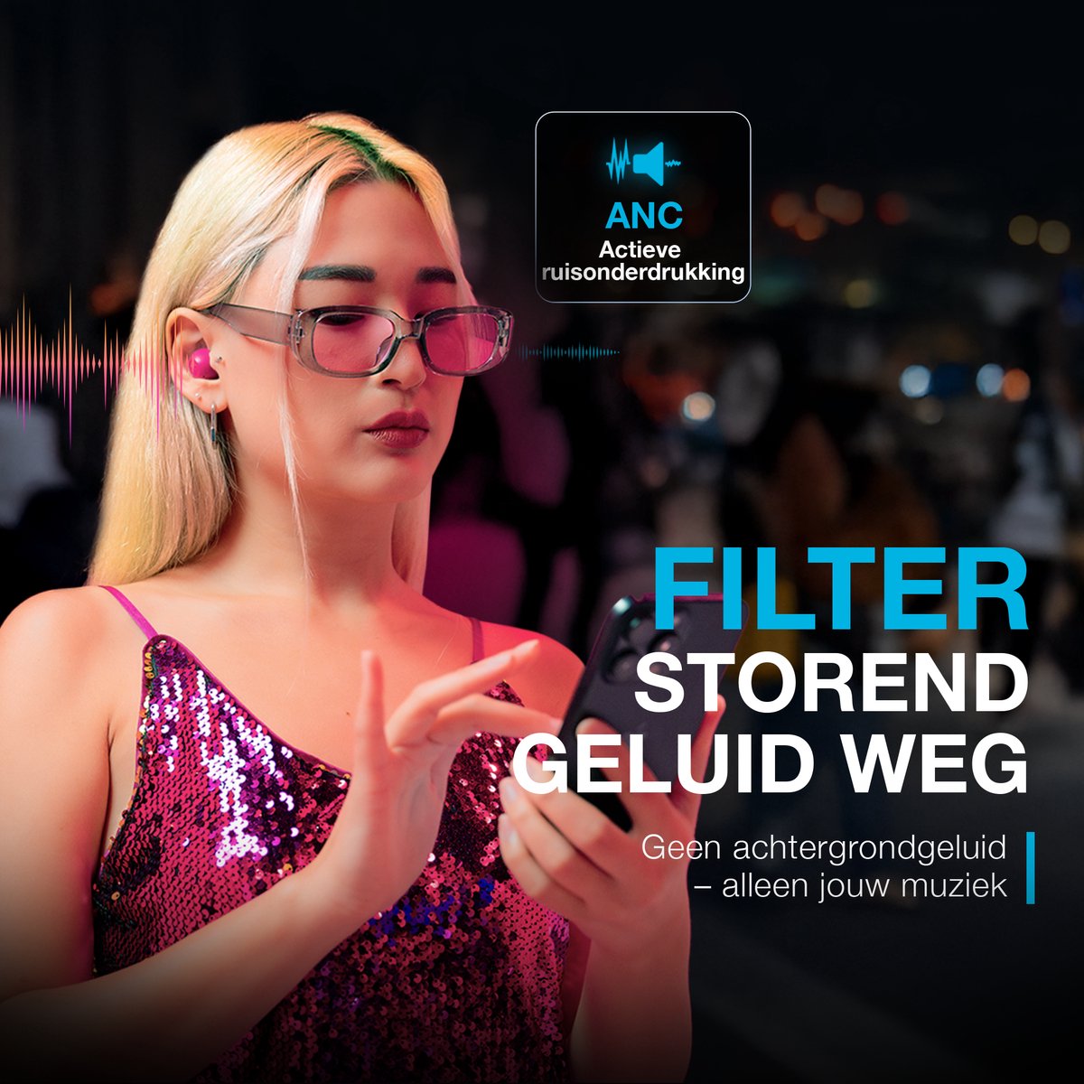 Wat vinden we goed aan de JLAB Go POP ANC Draadloze Oordopjes Fuchsia