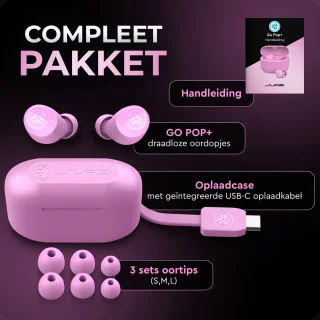 JLAB Go POP Draadloze Bluetooth Oordopjes Roze