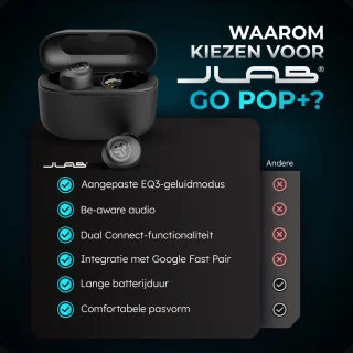 JLAB Go POP Draadloze Oordopjes Zwart