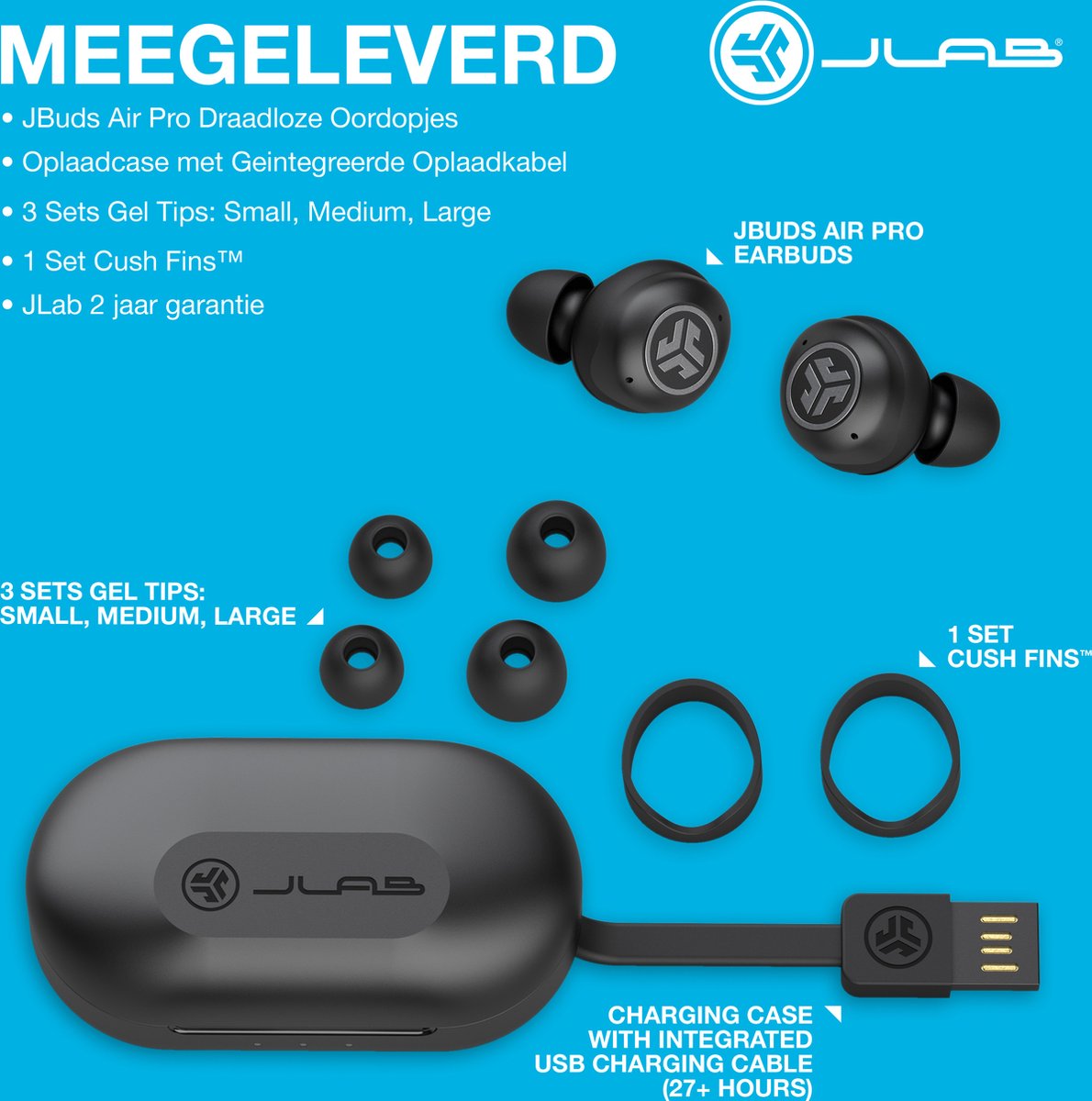 JLab JBuds Air Pro Draadloze Bluetooth Oordopjes