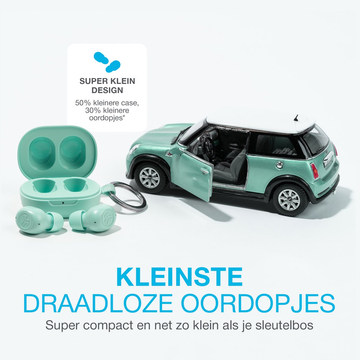 Wat vinden we goed aan de JLab JBuds Mini Bluetooth Draadloze Oordopjes Mint
