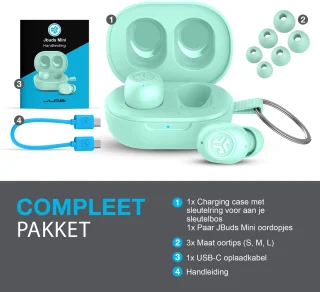 JLab JBuds Mini Bluetooth Draadloze Oordopjes Mint