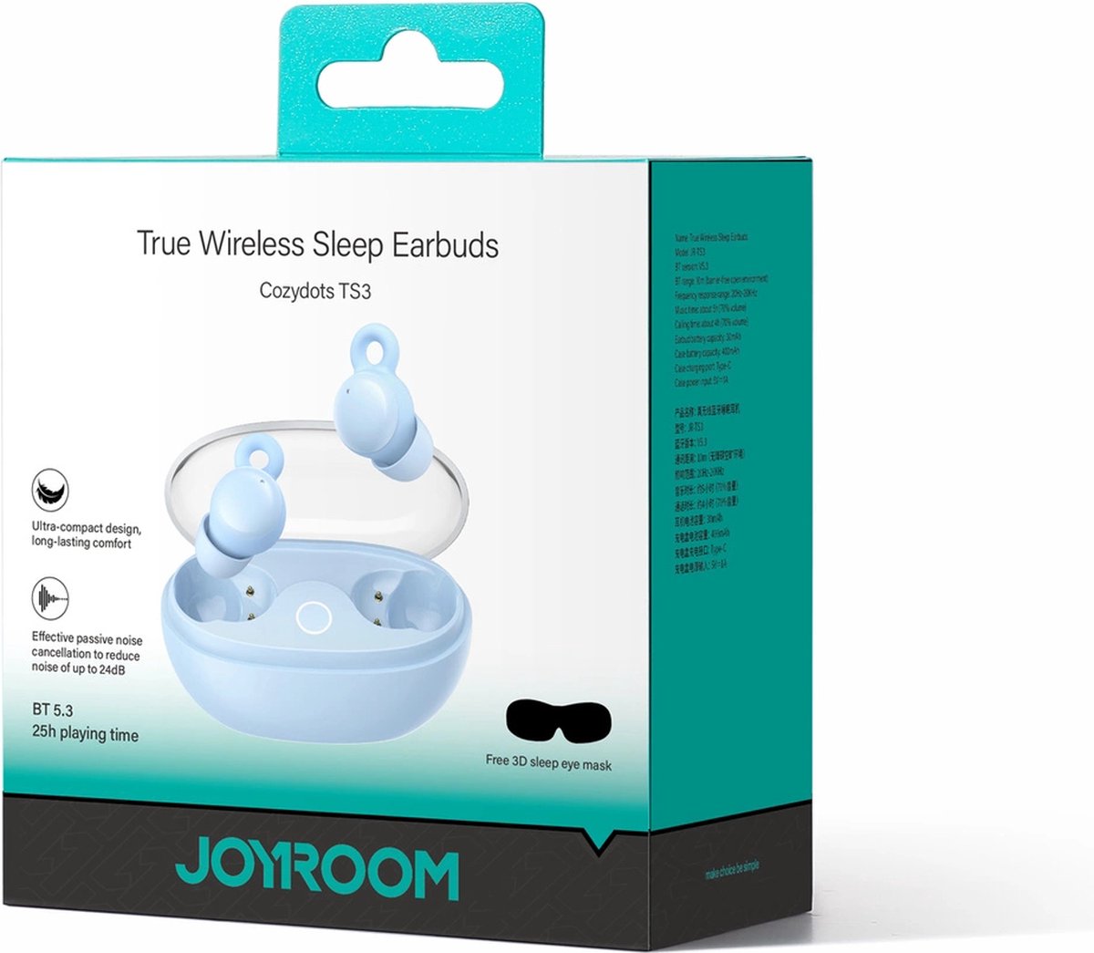 Joyroom JR-TS3 draadloze in-ear hoofdtelefoon blauw