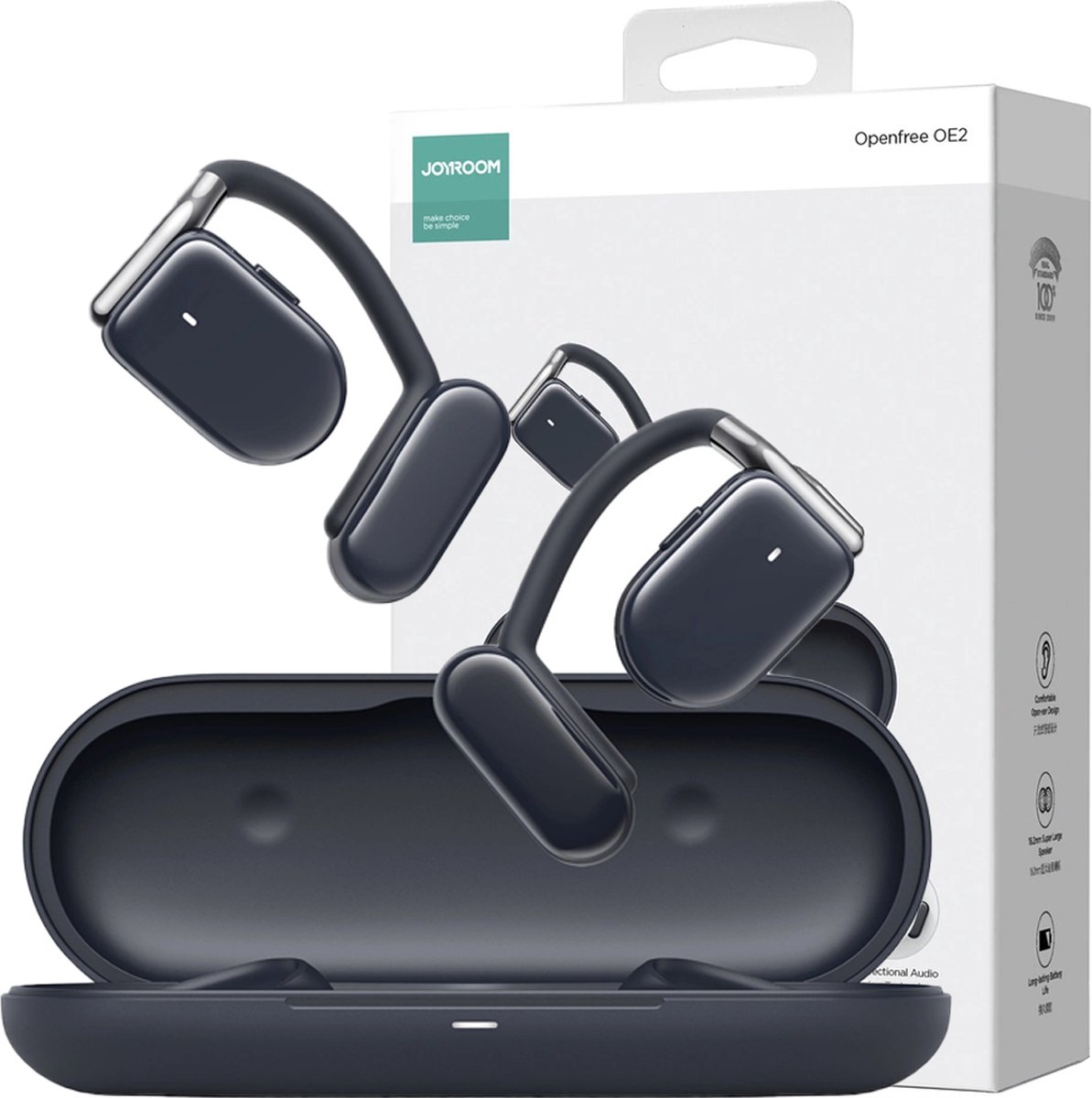 Joyroom Open Ear Draadloze Bone Conduction Oordopjes Donkerblauw
