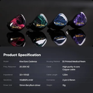 Kiwi Ears Cadenza In-Ear Monitors (Paars)