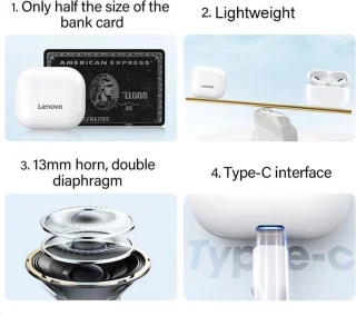 Lenovo LP 40 Bluetooth Draadloze Oordopjes Zwart