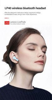 Lenovo LP 40 Bluetooth Draadloze Oordopjes Zwart