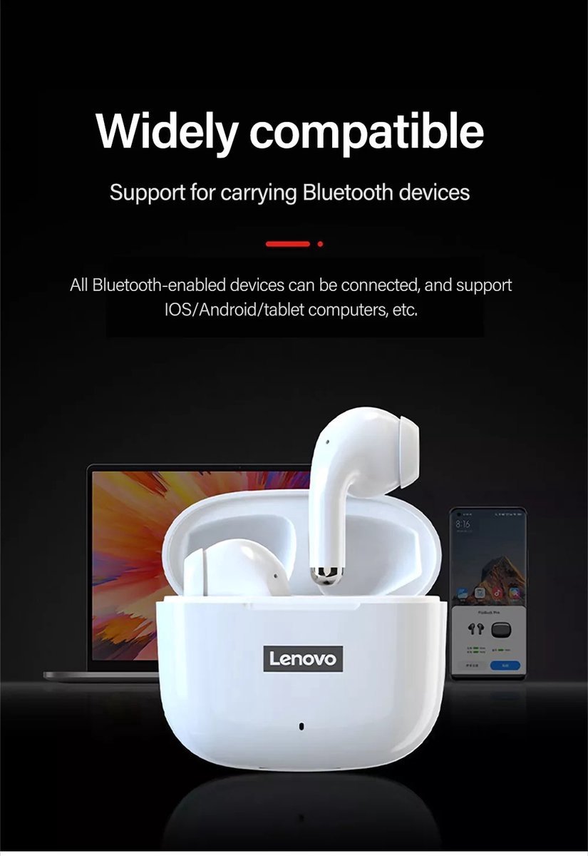 Lenovo LP40 Pro Draadloze Earphones Zwart