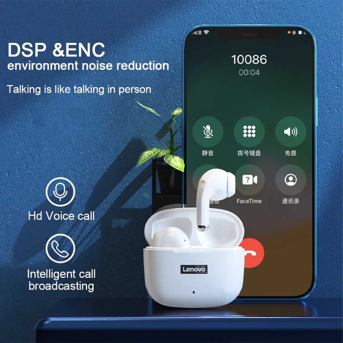 Lenovo LP40 Pro Draadloze Earphones Zwart