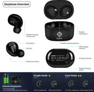 LENV Draadloze Bluetooth Oordopjes