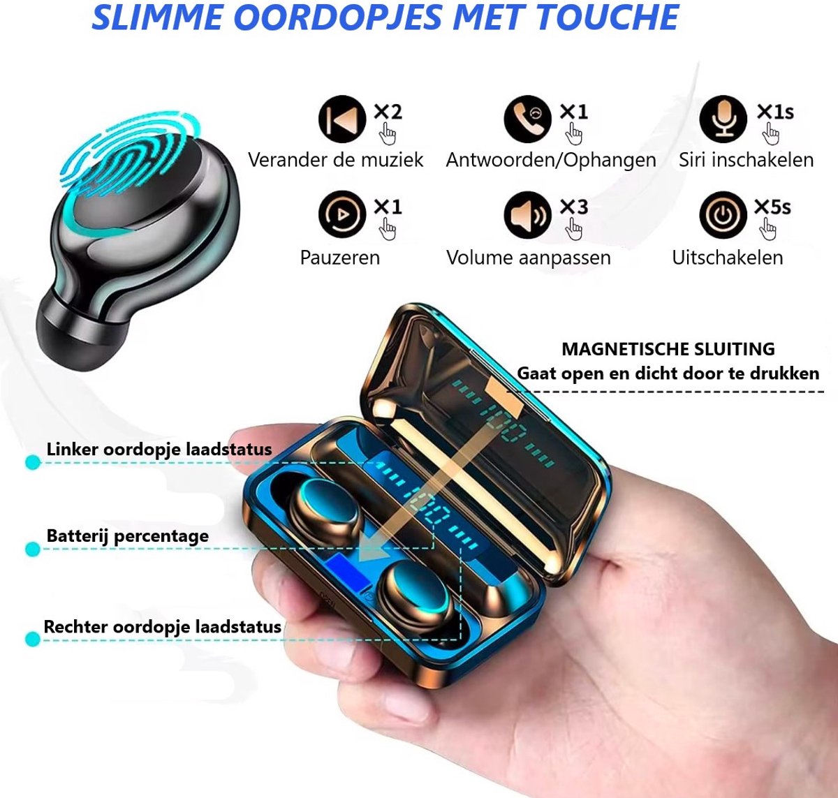 Wat vinden we goed aan de M10 Draadloze Bluetooth 5.1 Oordopjes Zwart