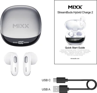 MIXX StreamBuds Hybrid Charge 2 Draadloze Oordopjes Wit