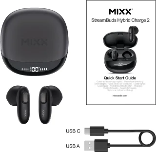 MIXX StreamBuds Hybrid Charge 2 Draadloze Oordopjes Zwart