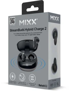 MIXX StreamBuds Hybrid Charge 2 Draadloze Oordopjes Zwart