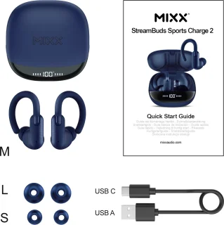 MIXX StreamBuds Sports Charge 2 Draadloze Oordopjes Blauw
