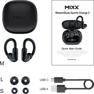 MIXX StreamBuds Sports Charge 2 Draadloze Oordopjes Zwart