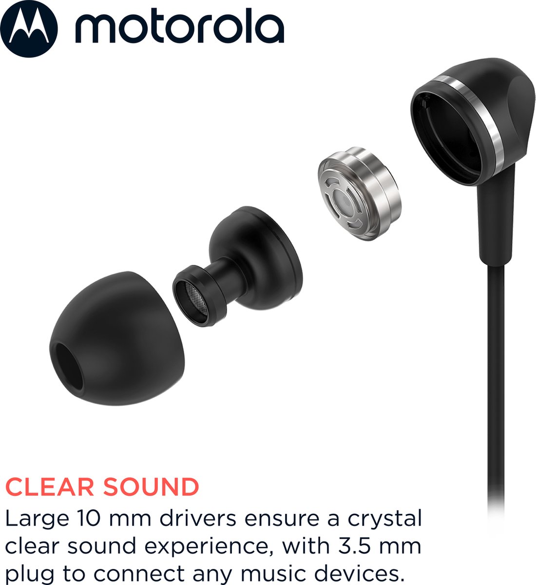 Motorola Oordopjes met Draad 105 Zwart