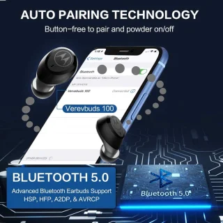 Motorola VerveBuds 100 Draadloze Oortjes Zwart