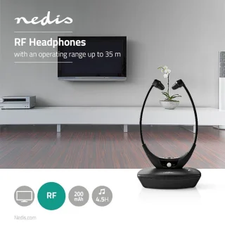 Nedis Draadloze RF In-Ear TV-Koptelefoon Zwart