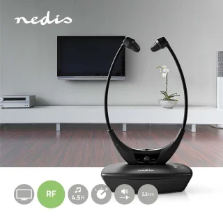 Nedis Draadloze RF In-Ear TV-Koptelefoon Zwart