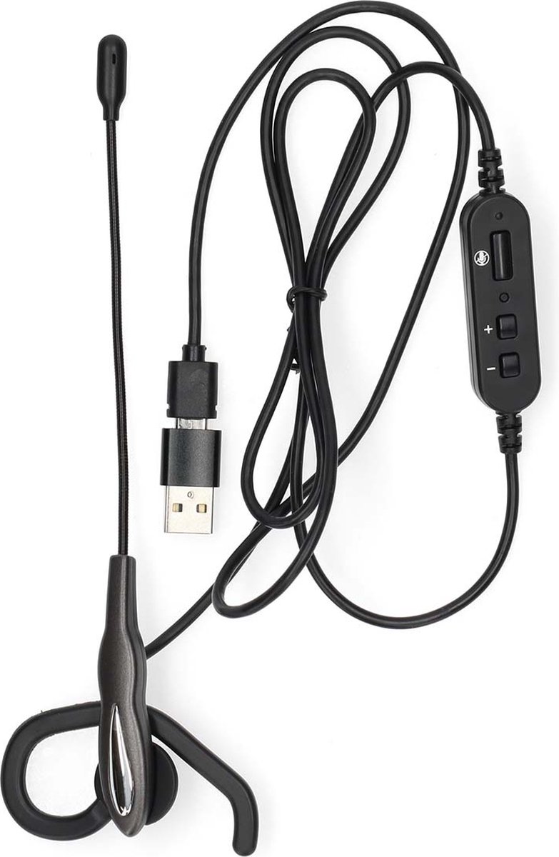 Nedis PC-Headset Mono In-Ear USB Type-A/C Grijs/Zwart