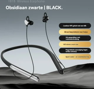 Nekband Draadloze Bluetooth 5.2 Oordopjes Zwart