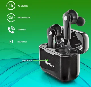 NGS Artica Bloom Black True Wireless Koptelefoon Zwart