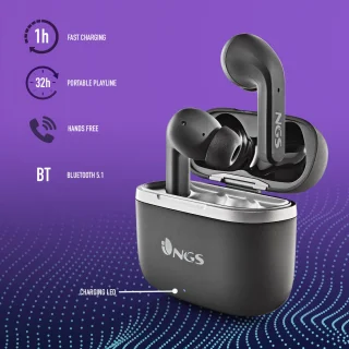NGS Artica Crown Black Bluetooth True Wireless Hoofdtelefoon
