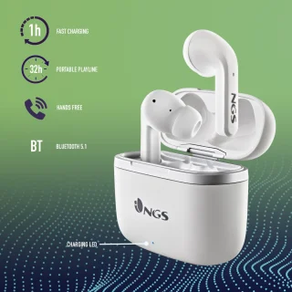 NGS Artica Crown White Bluetooth True Wireless Hoofdtelefoon