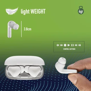 NGS Artica Crown White Bluetooth True Wireless Hoofdtelefoon