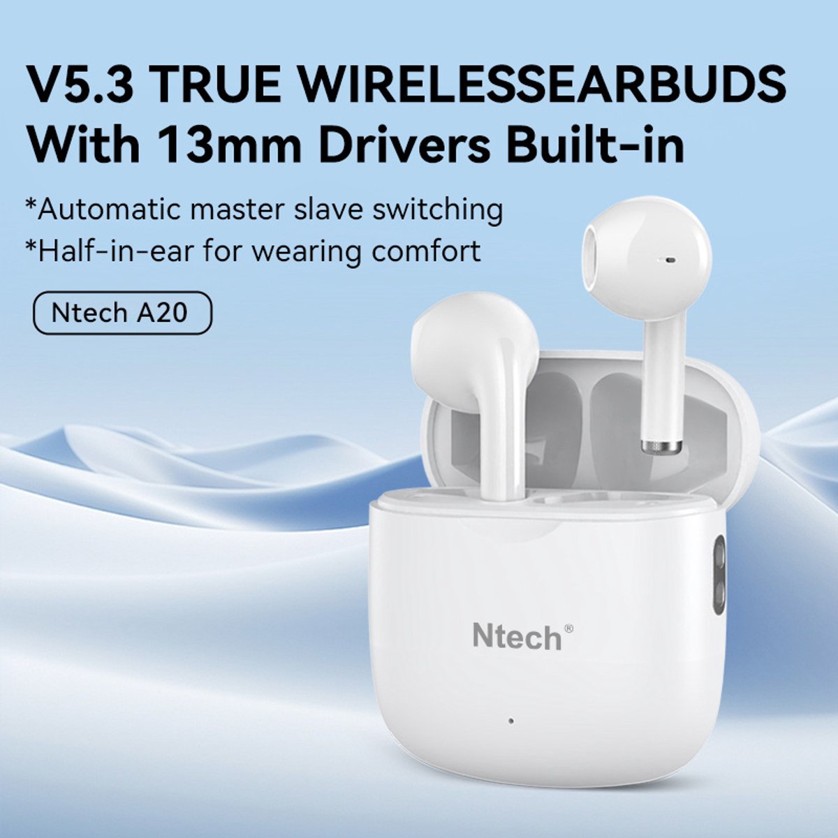 Wat vinden we goed aan de Ntech A20 Draadloze Bluetooth Oordopjes Wit