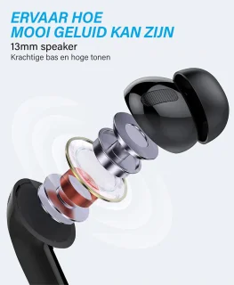 Nubex Draadloze Bluetooth Oordopjes 5.3 Zwart