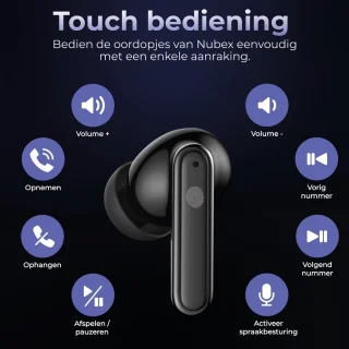 Nubex Draadloze Bluetooth Oordopjes Zwart BT 5.3