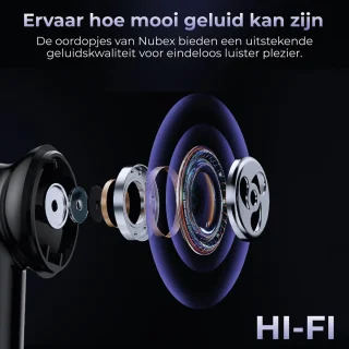Nubex Draadloze Bluetooth Oordopjes Zwart BT 5.3