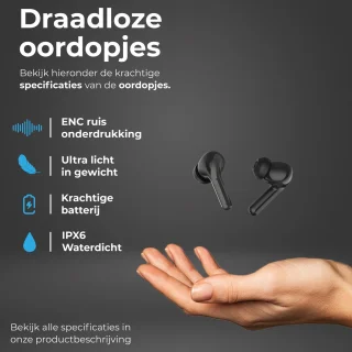Nubex Draadloze Oordopjes Bluetooth 5.3 Zwart