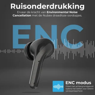 Nubex Draadloze Oordopjes Bluetooth 5.3 Zwart
