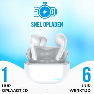 Nubex Draadloze Oordopjes Wit met Oplaadcase