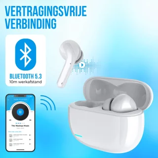 Nubex Draadloze Oordopjes Wit met Oplaadcase